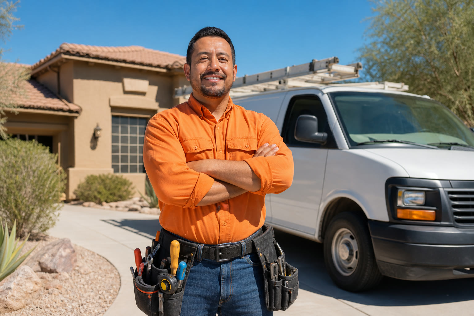 Silver State Handyman Co. technician standing in front of the company work van at a Las Vegas home